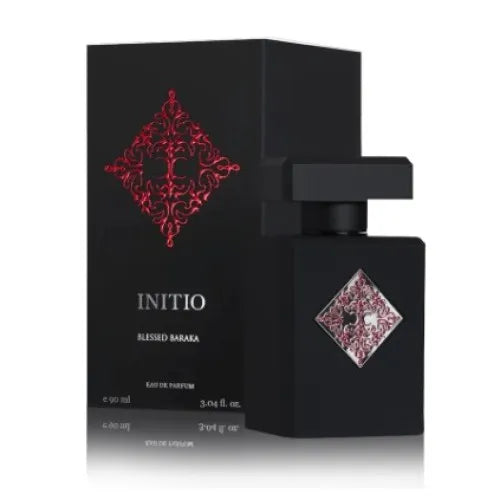 Bottle of Initio Blessed Baraka 3.04 Edp, a luxurious unisex woody oriental fragrance with amber, musk, and sandalwood notes