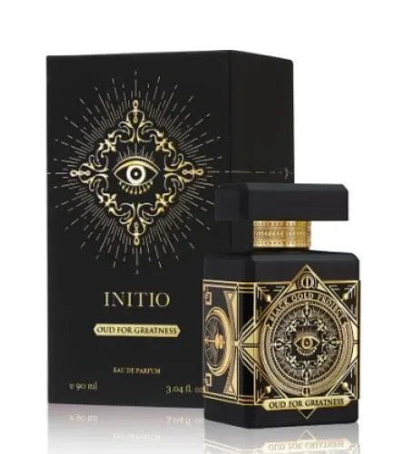 Bottle of Initio Oud for Greatness 3.0 Edp, a bold unisex oud fragrance with lavender, saffron, and woody notes