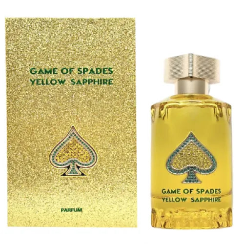 Jo Milano Game of Spades Yellow Sapphire 3.0oz – unisex scent with rose, warm tonka bean, and smooth vanilla notes.
