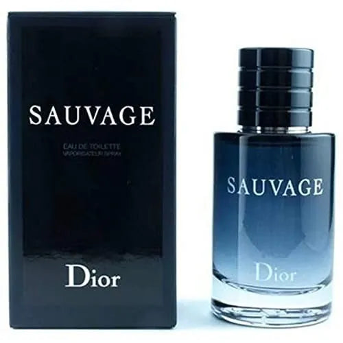 Bottle of Dior Sauvage 3.4 Edt M, a fresh and woody aromatic perfume for men with bergamot, pepper, ambroxan, and woody notes