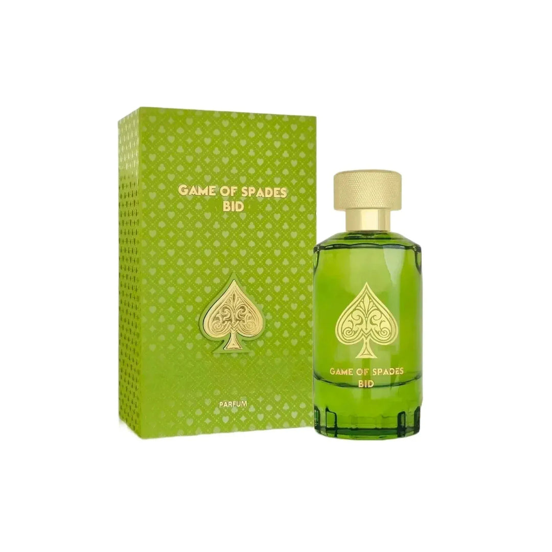 Jo Milano Game Of Spades Bid 3.4oz EDP – bold woody unisex fragrance with rich leather and violet notes.