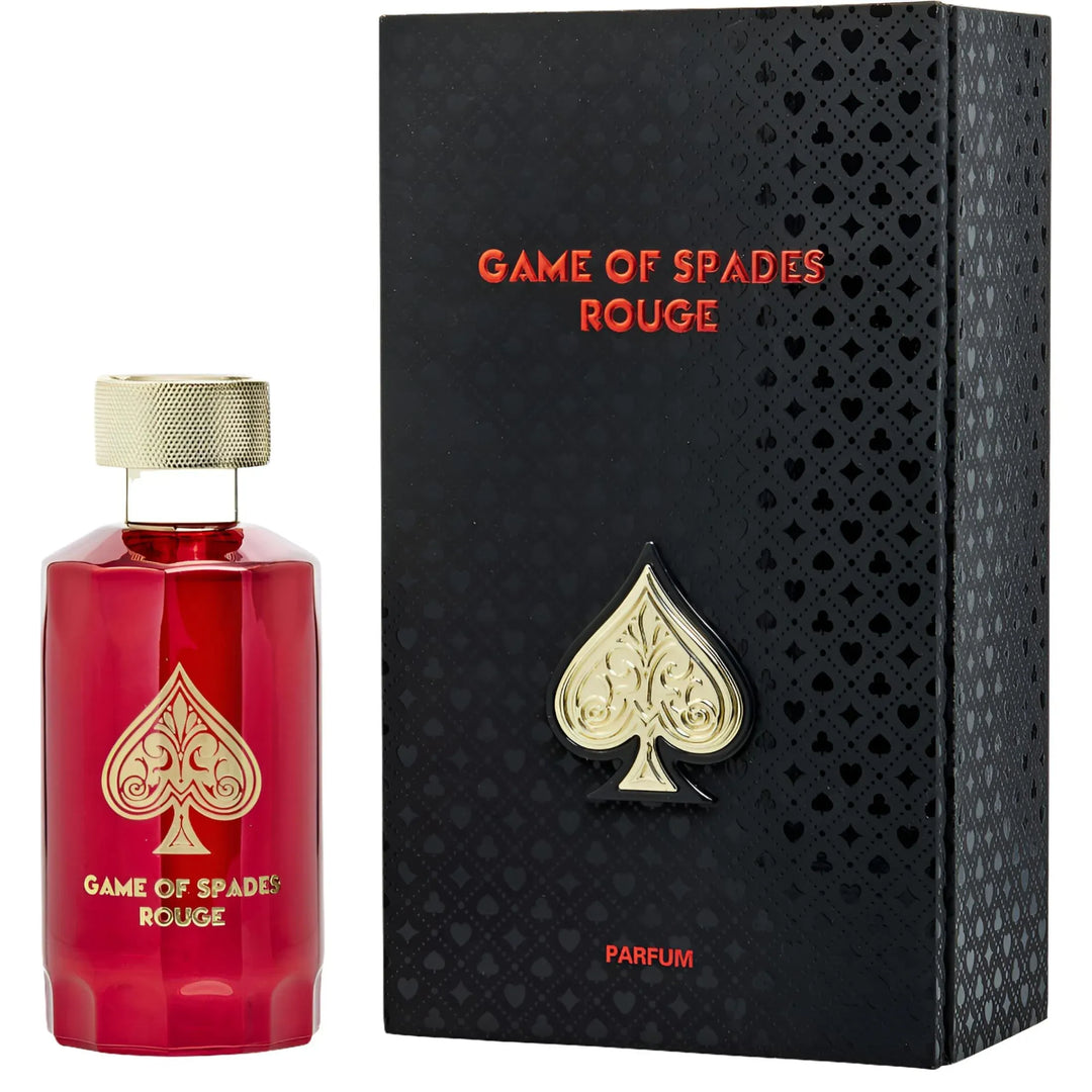 Jo Milano Game of Spades Rouge 3.4oz EDP – bold unisex perfume with citrus, amber, vanilla, and musk notes