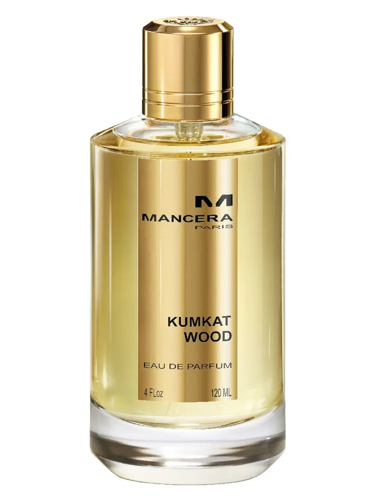 Mancera Kumkat Wood 4.0 Edp bottle with bergamot, grapefruit, spices, patchouli, amber, sandalwood, vetiver, cedar & musk – unisex perfume.