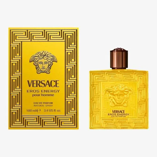 Bottle of Versace Eros Energy 3.4 Edp, a fresh and citrusy everyday perfume for men with woody and musk notes