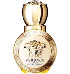 Bottle of Versace Eros Pour Femme 3.4 Edt, a fresh and floral woody musk perfume for women with citrus and jasmine notes