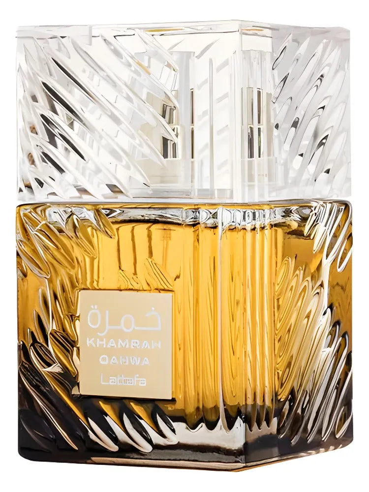 Lattafa Khamrah Qahwa warm long lasting perfume bottle